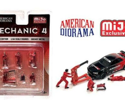 Skala 1/64 Figurer "Mechanic 4" - 4 fig + Motorlyft + motor  - American Diorama MiJo