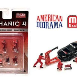 Skala 1/64 Figurer "Mechanic 4" - 4 fig + Motorlyft + motor  - American Diorama MiJo