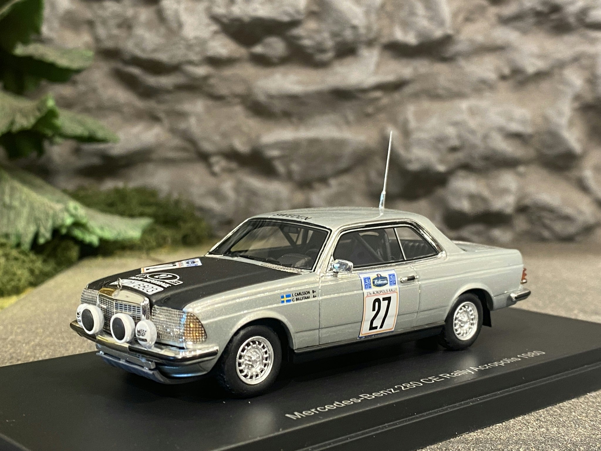 Skala 1/43 Mercedes 280 CE (C123), Rally VM I.Carlsson/C.Billstam, 1980 fr NEO