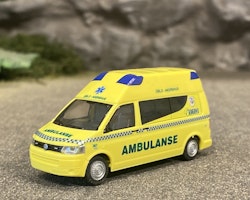 Skala 1/87 - Volkswagen T5 Folkabuss "Ambulanse" - Norsk Ambulans Oslo fr Rietze