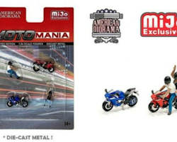 Skala 1/64 Figurer "Moto Mania" - 2 fig + 2 Motorcyklar, - American Diorama MiJo