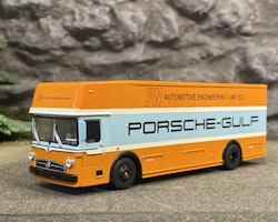 Skala 1/64 Mercedes-Benz Lastbil Renntransporter Porsche Gulf f Schuco retropack