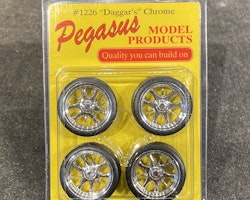 Skala 1/24 Hjul t Byggmodell: 1226 Daggars Chrome, ca 25mm fr Pegasus