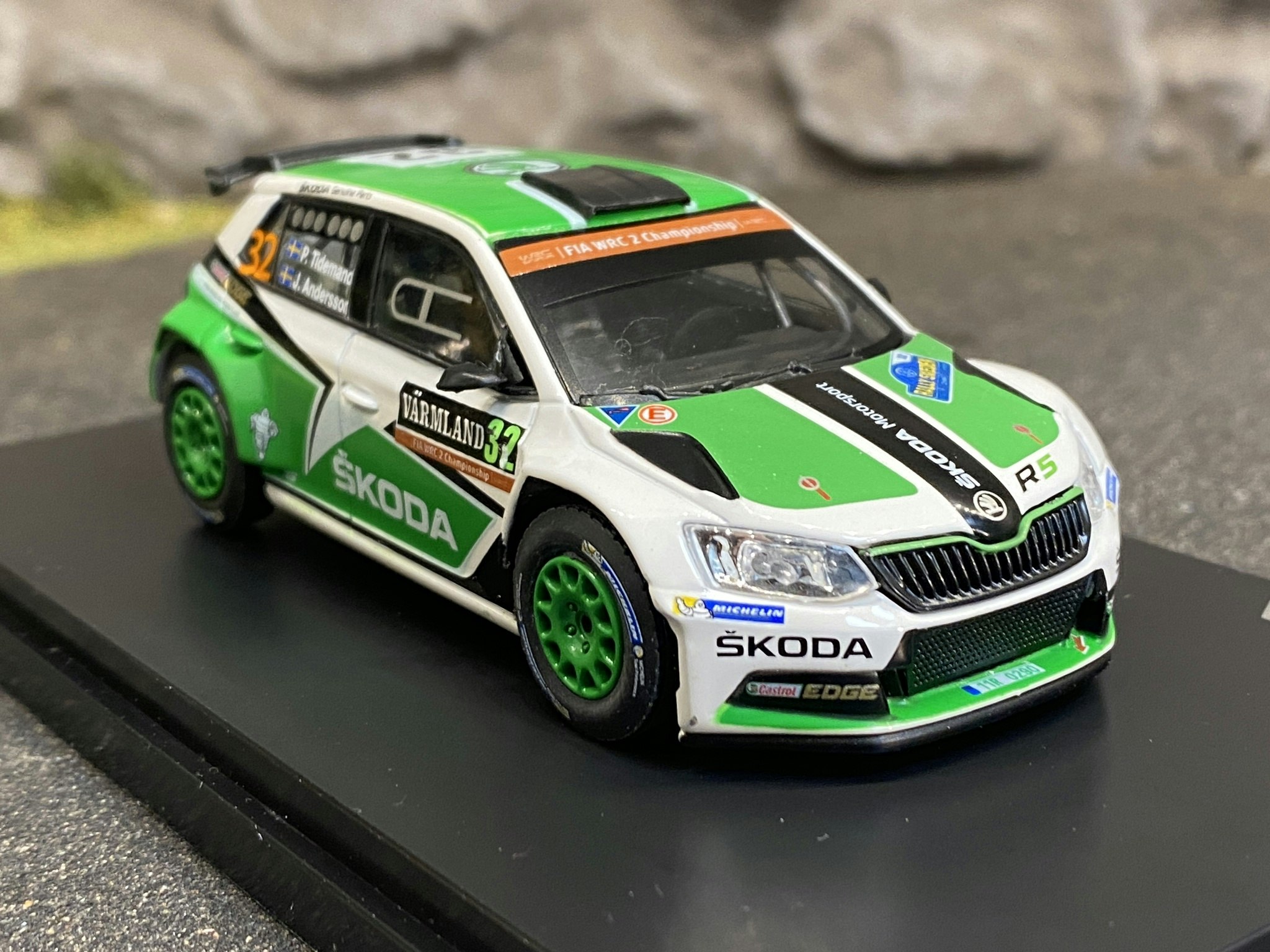 Skala 1/43 Škoda Fabia R5 No 32, Rally Sweden 2016, Tidemand - Axelsson från Abrex