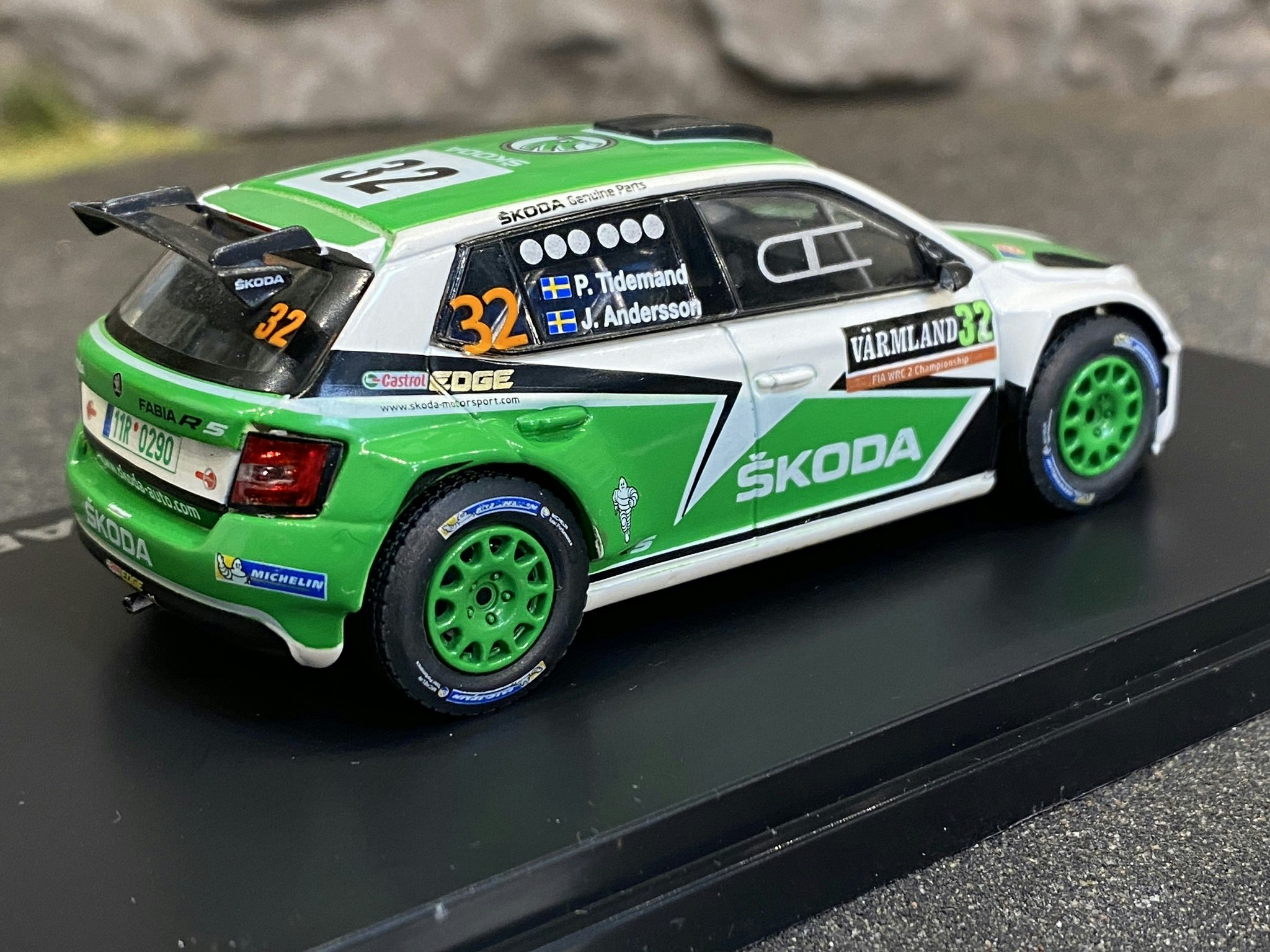 Skala 1/43 Škoda Fabia R5 No 32, Rally Sweden 2016, Tidemand - Axelsson från Abrex