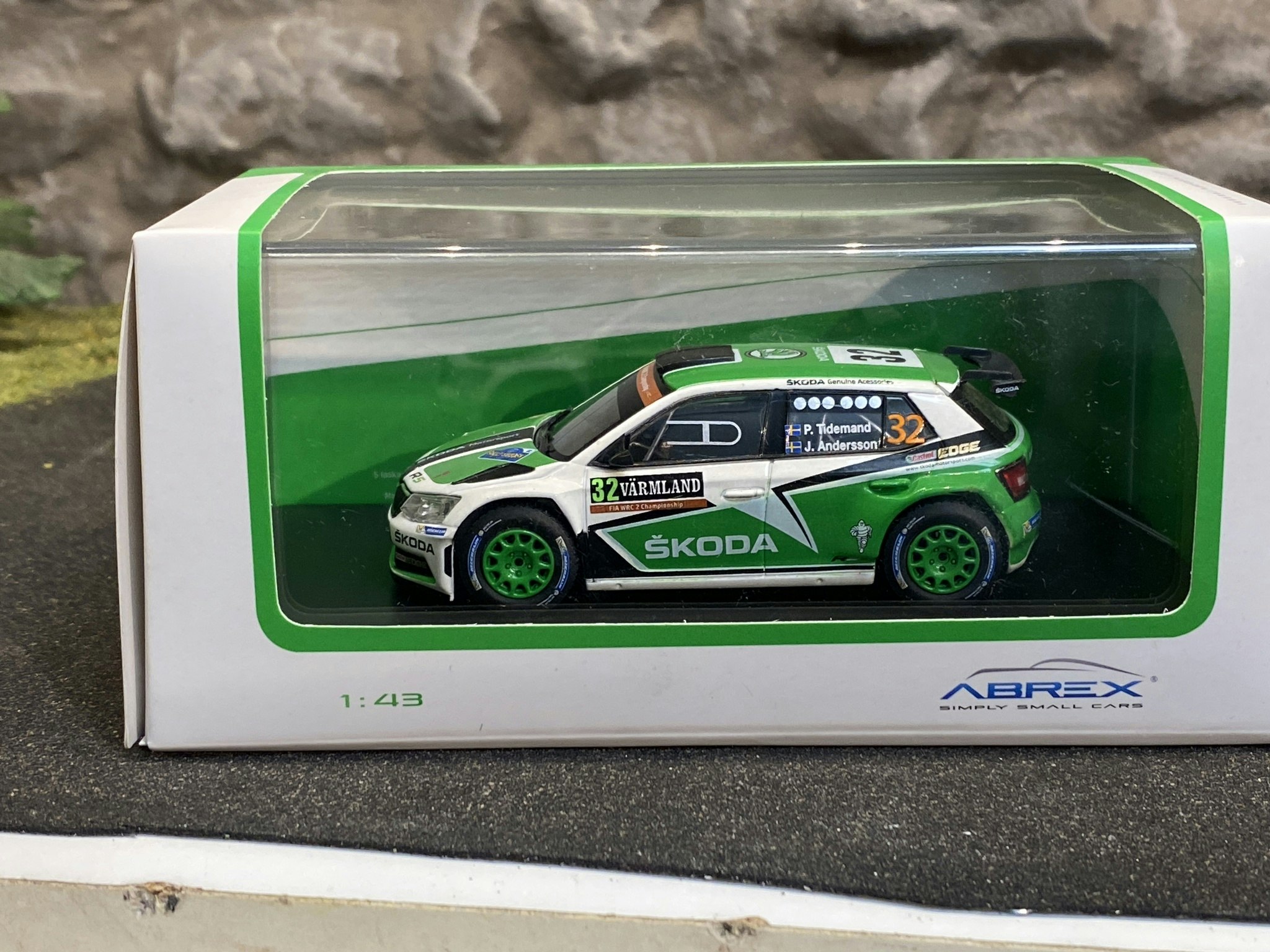 Skala 1/43 Škoda Fabia R5 No 32, Rally Sweden 2016, Tidemand - Axelsson från Abrex