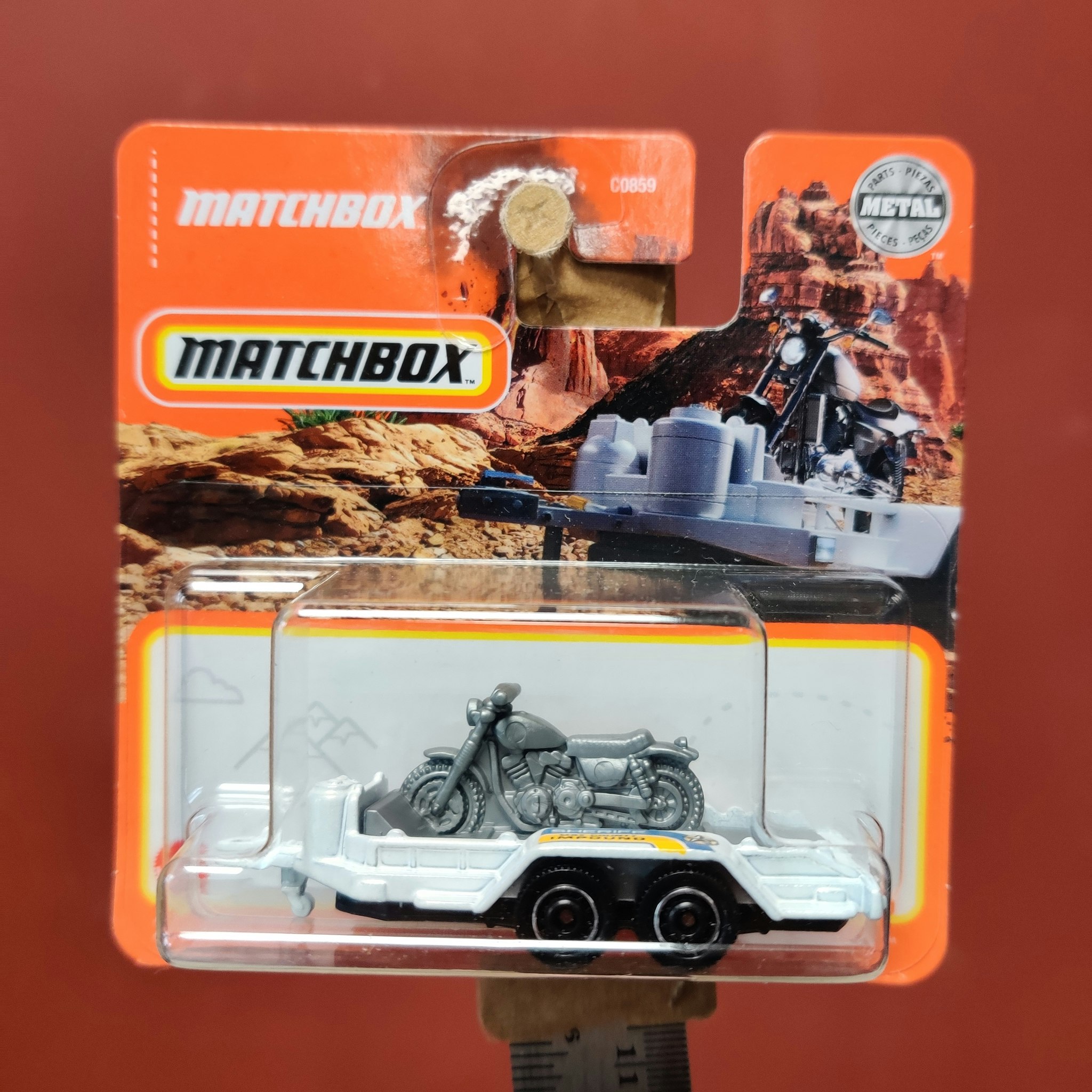 Skala 1/64 Matchbox - MBX Cycle Trailer med motorcykel