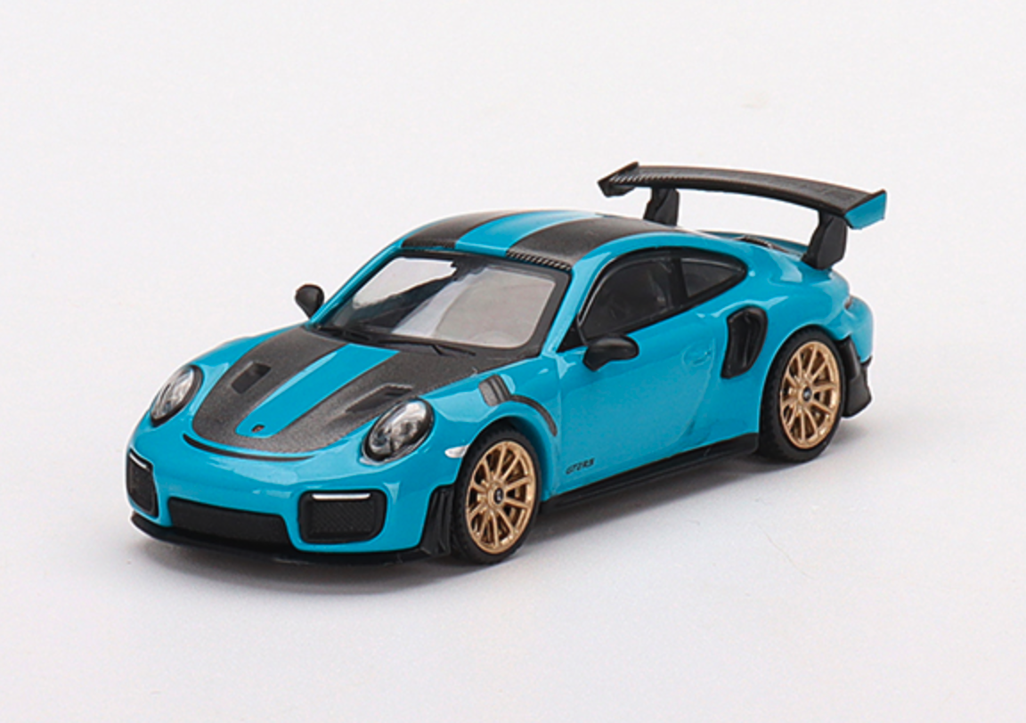 Skala 1/64 Porsche 911(991) GT2 RS Weissach Package Miami Blue fr MINI GT