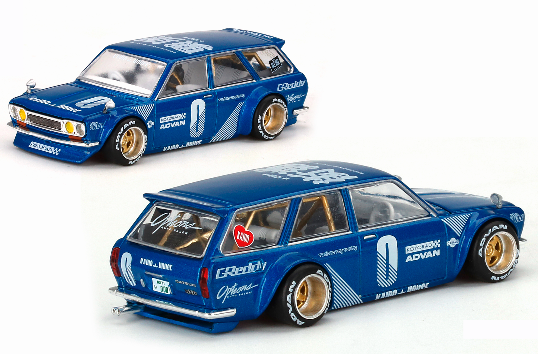 Skala 1/64 - Datsun KAIDO 510 Wagon Blå (KHMG011) KAIDO fr MINI GT