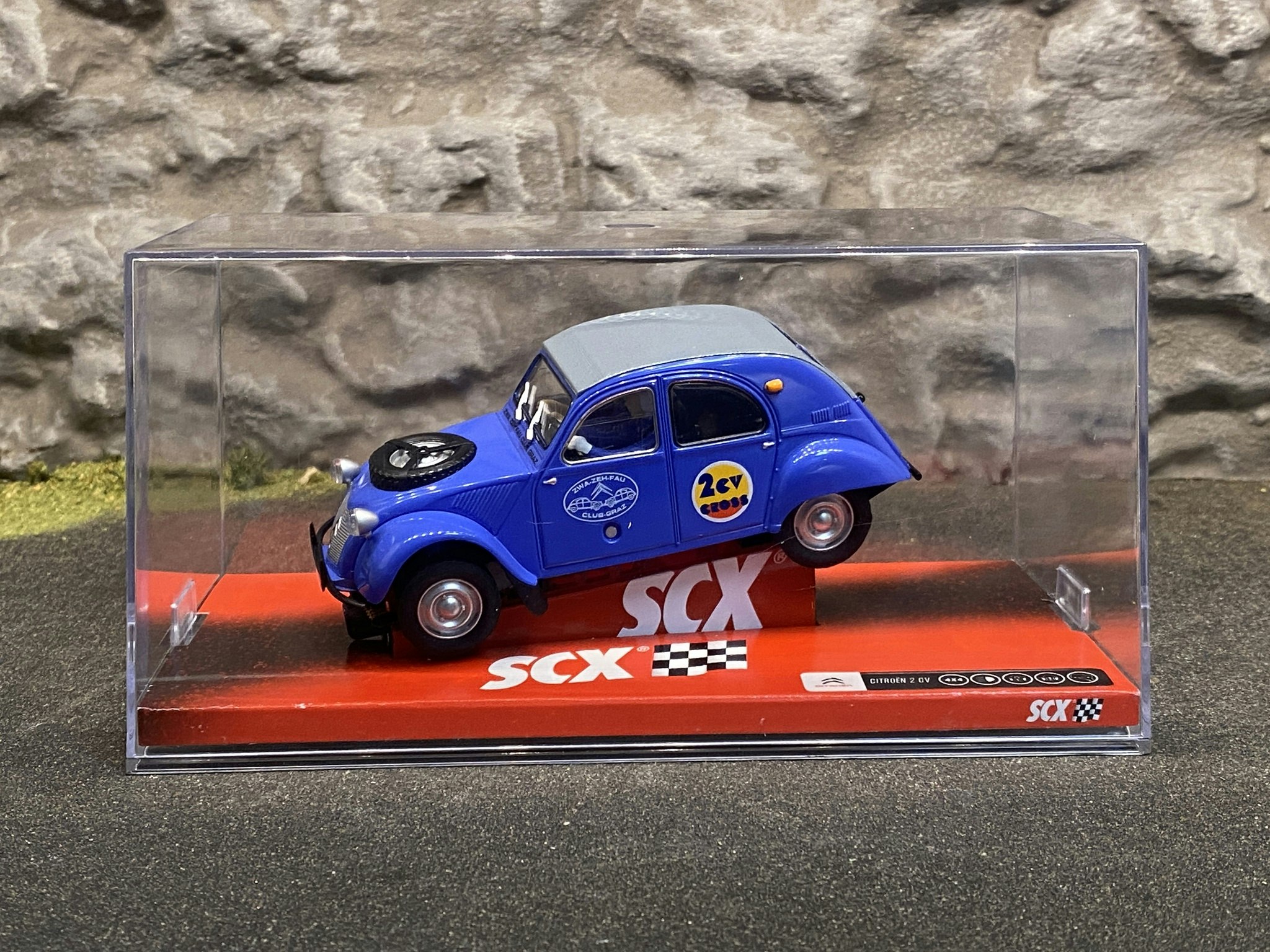 Skala 1/32 Analog SCX Bil till Bilbana: Citroen 2 CV - Blå