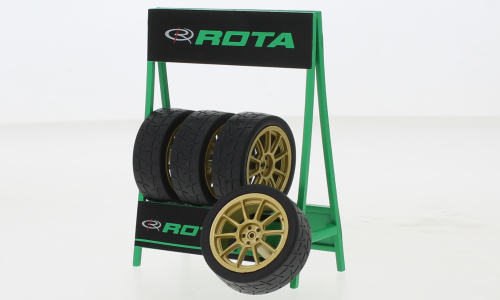 Skala 1/18 Racing-set 4 Hjul med ställ, ROTA från IXO Models