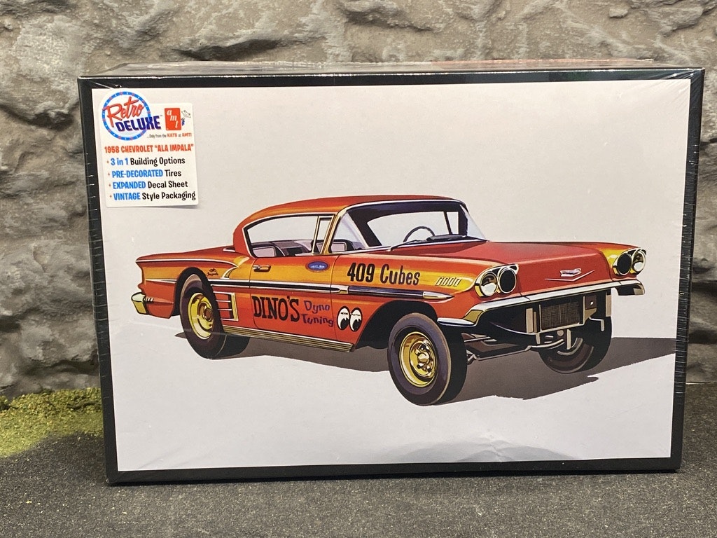 Skala 1/25, Byggmodell Chevrolet Impala 58' ALA-IMPALA, 3 i 1 pack från AMT