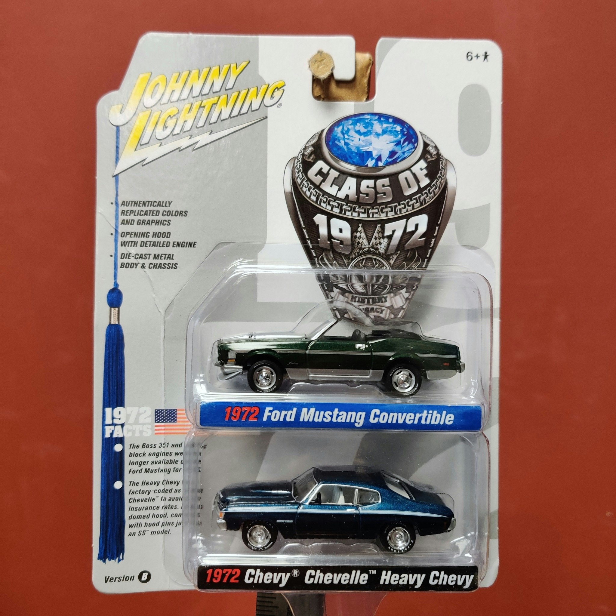 Skala 1/64 - 72 Ford Mustang Convertilbe & Heavy Chevy Chevelle fr Johnny Lightning