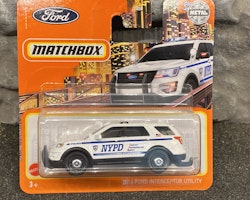Skala 1/64 Matchbox - Ford Interceptor Utility 2016 NYPD Polisbil