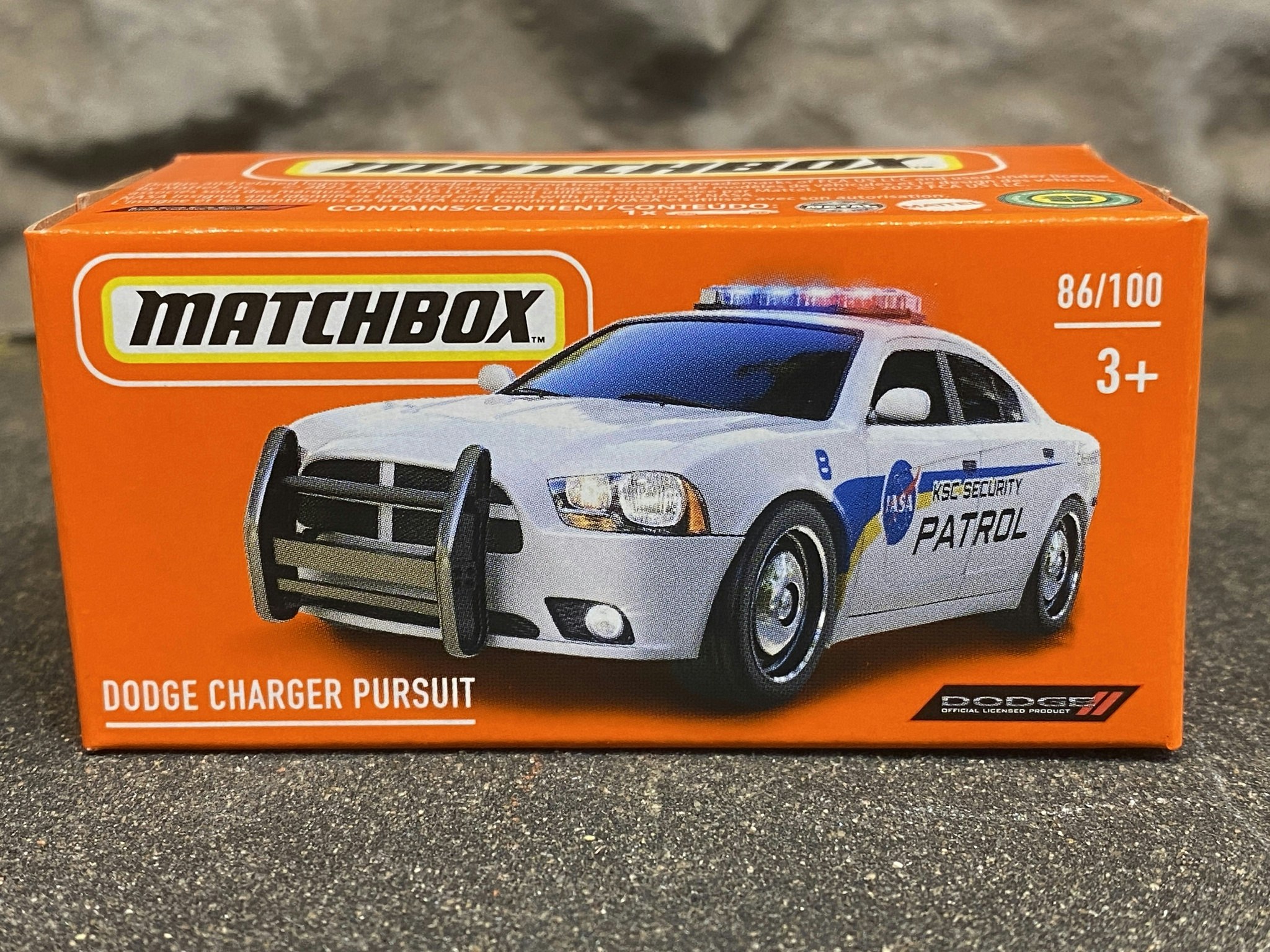 Skala 1/64 Matchbox - Dodge Charger Pursuit - Nasa Security Patrol - Polisbil