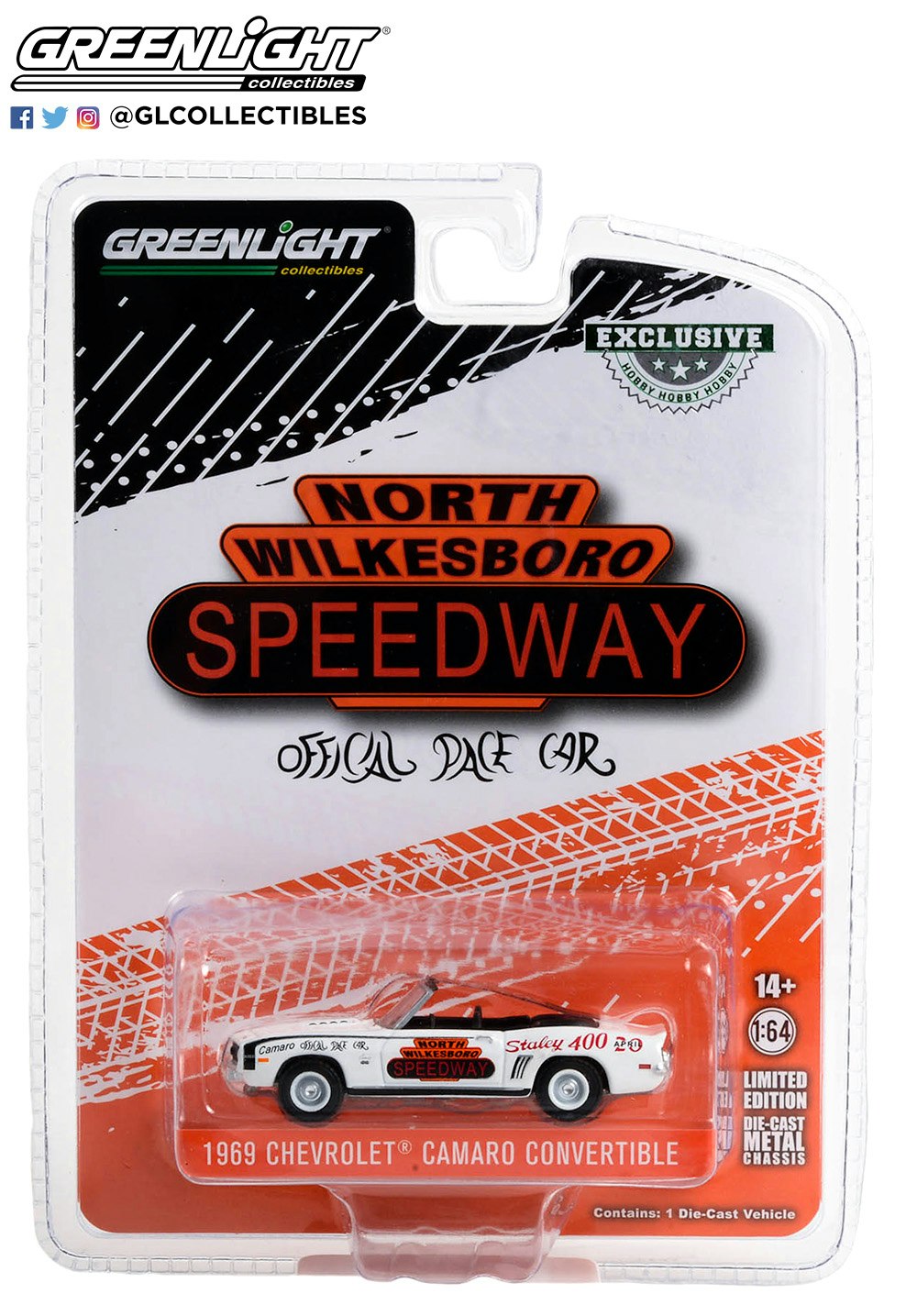 Skala 1/64 Chevrolet Camaro convertible 69' "North Wilkesboro Speedway" fr Greenlight Excl.