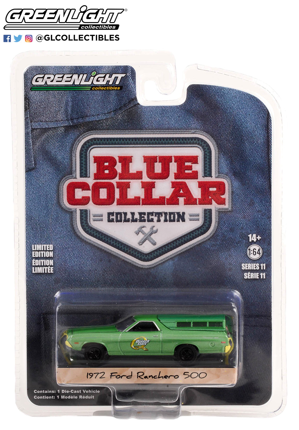 Skala 1/64 Ford Ranchero 500 72' Ser 11 "Blue Collar Collection" från Greenlight