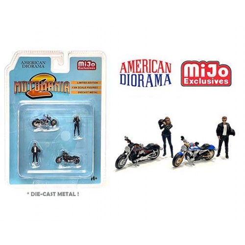 Skala 1/64 Figurer "Moto Mania 2" - 2 fig + 2 Motorcyklar, - American Diorama MiJo