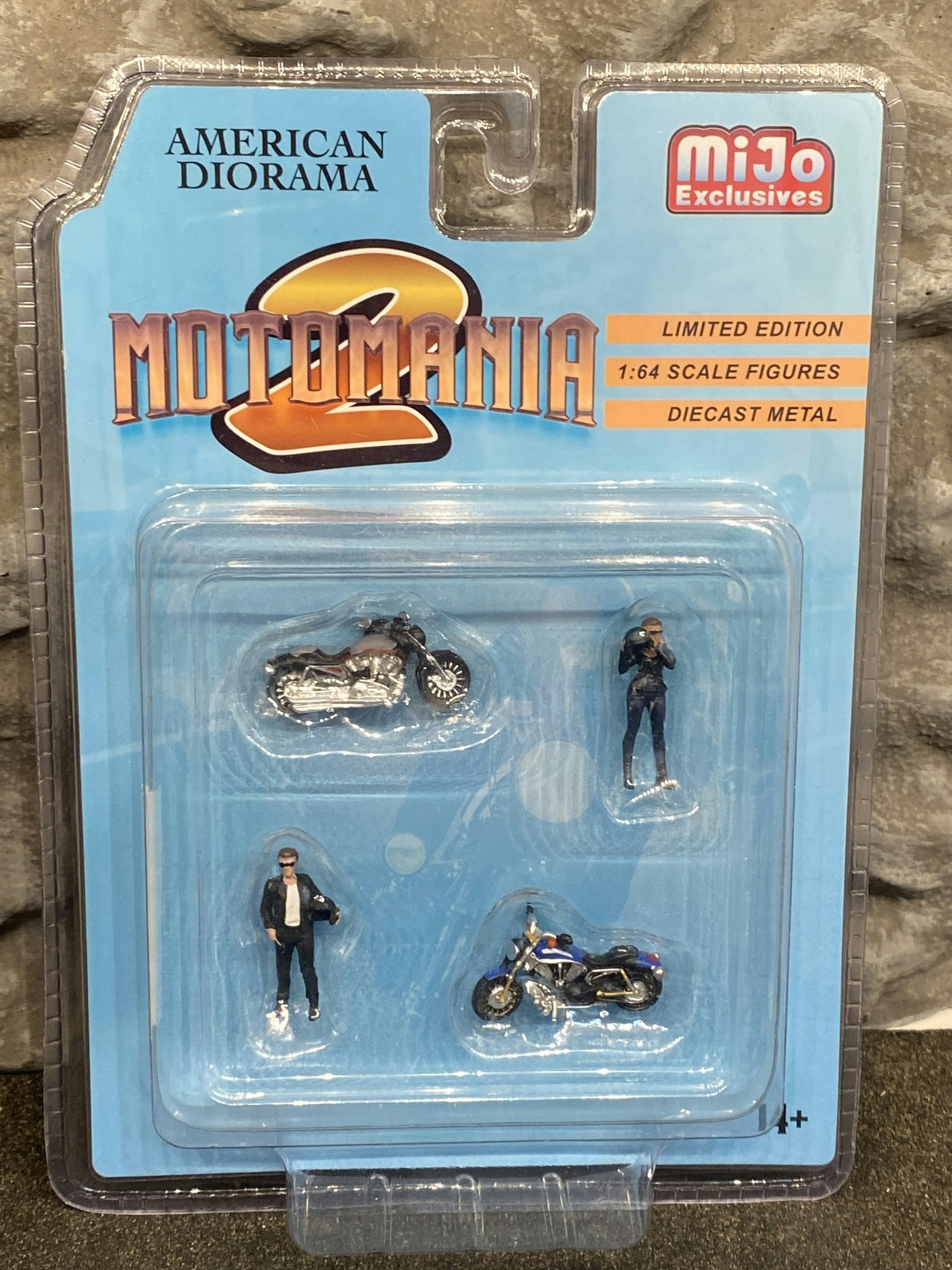 Skala 1/64 Figurer "Moto Mania 2" - 2 fig + 2 Motorcyklar, - American Diorama MiJo