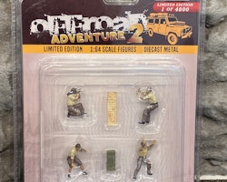 Skala 1/64 Figurer "Offroad Adventure 2" - 4 fig + 2 tillbehör - American Diorama MiJo