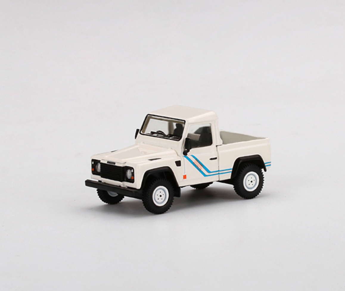 Skala 1/64 - Land Rover Defender 90 Pickup, Vit, Vänsterstyrd - MINI GT