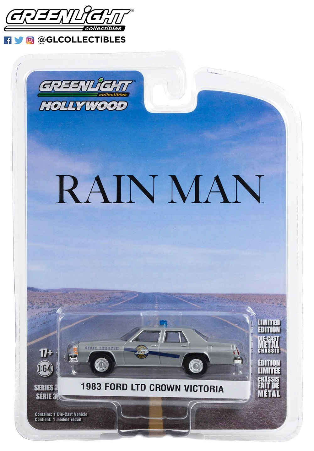 Skala 1/64 Ford LTD Crown Victoria 83' polisbil "RAIN MAN" från Greenlight Hollywood