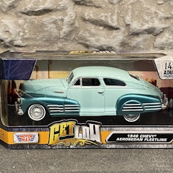 Skala 1/24: Chevrolet Aerosedan Fleetline 48', Turquoise 2 shades fr MotorMax "Get Low"