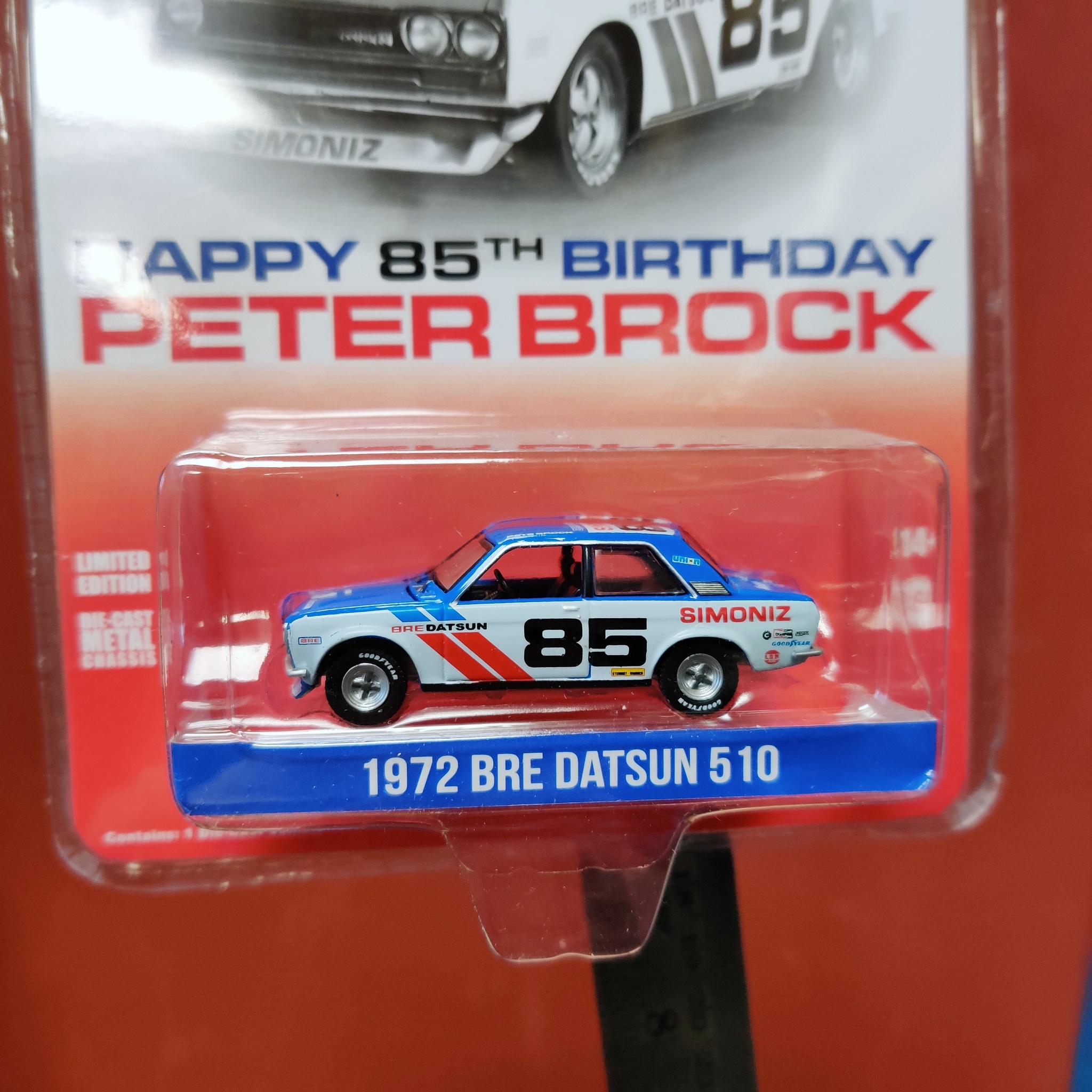 Skala 1/64 Bre Datsun 510 Rally 72' "Happy 85' Birthday Peter Brock" fr Greenlight Excl.