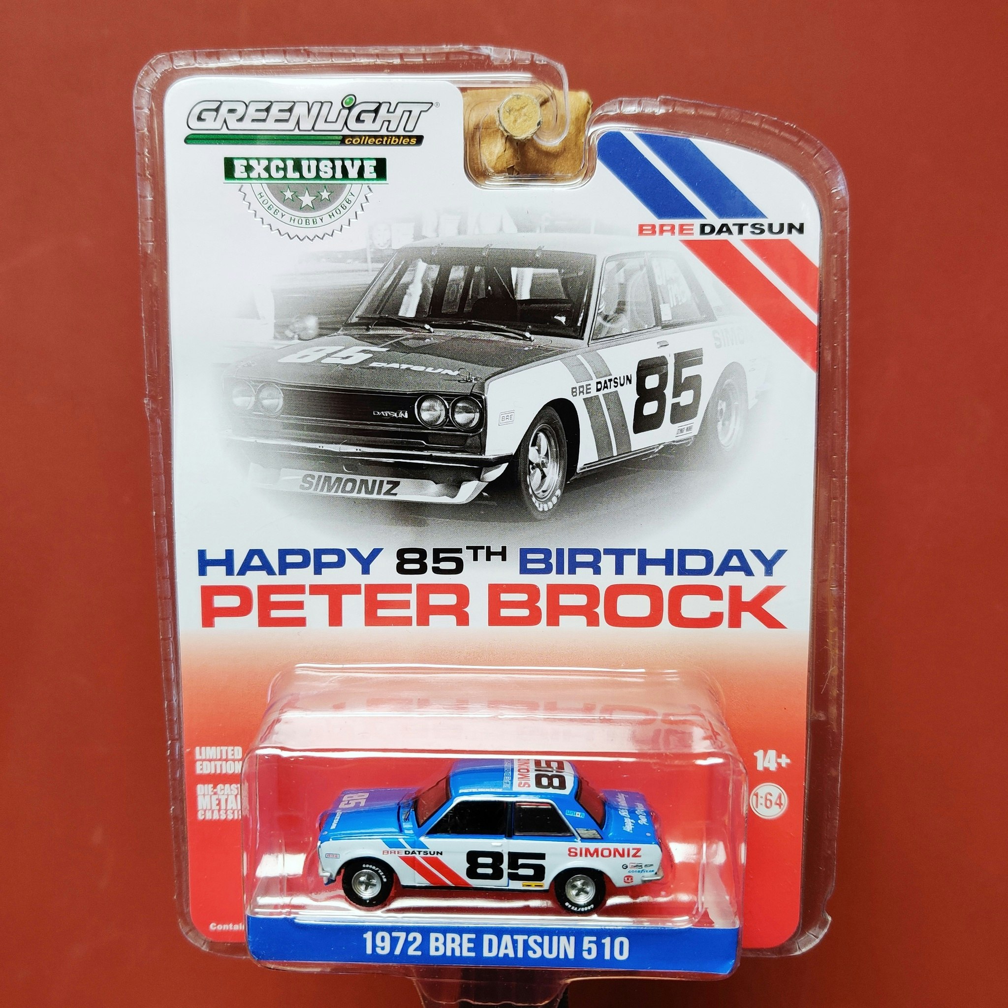 Skala 1/64 Bre Datsun 510 Rally 72' "Happy 85' Birthday Peter Brock" fr Greenlight Excl.