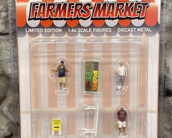 Skala 1/64 Figurer "Farmers Market" - 3 fig + grödor, bord & skylt  - American Diorama MiJo
