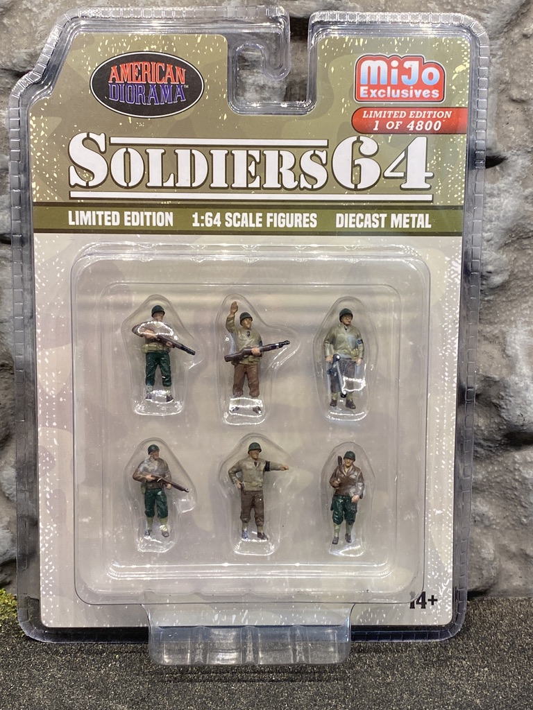 Skala 1/64 Figurer "Soldiers 64" - 6 fig i militärmundering  - American Diorama MiJo