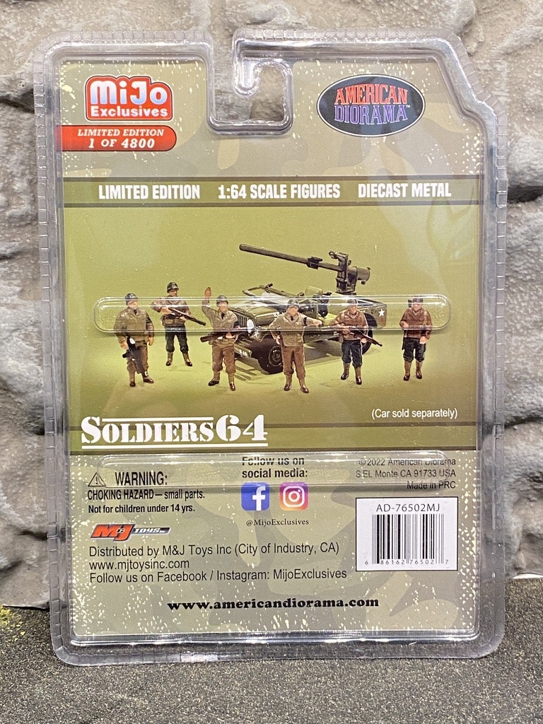 Skala 1/64 Figurer "Soldiers 64" - 6 fig i militärmundering  - American Diorama MiJo