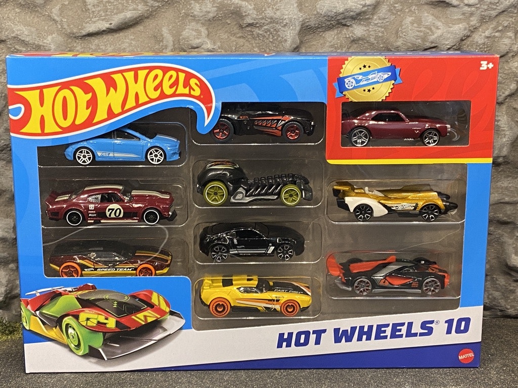 Skala 1/64 Hot Wheels 10-pack Amerikanska + diverse andra bilar fr Eu, Jp & Fantasin