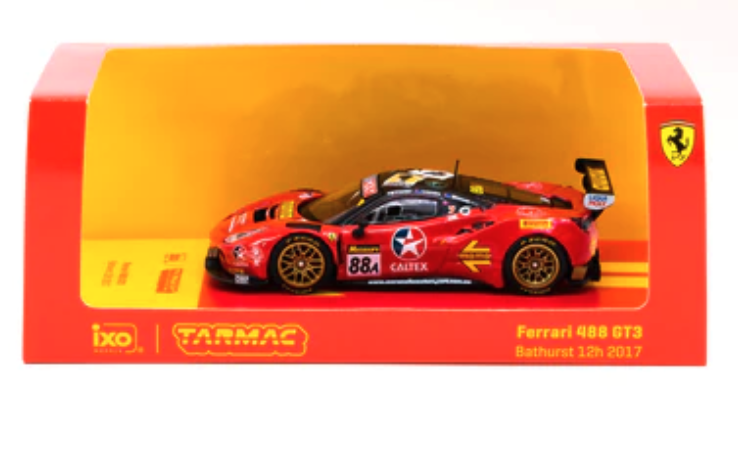 Skala 1/64 Ferrari 488 GT3 Bathurst 12 Hour, Röd från TARMAC works & IXO Models