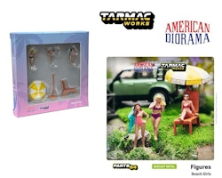 Skala 1/64 Figurer "Beach Girls" - 3 fig + Parasoll, strandstol - Tarmac + American Diorama