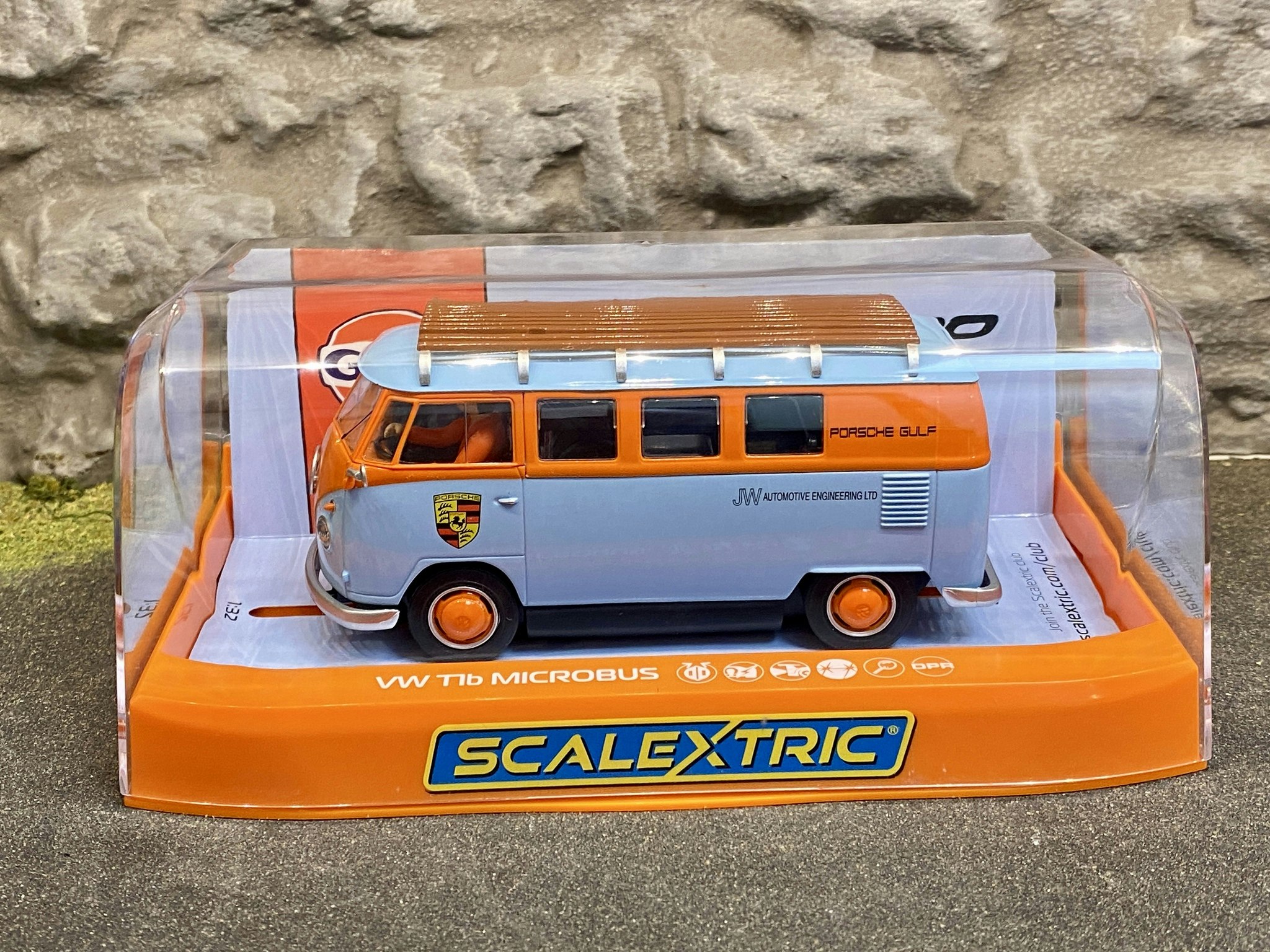 Skala 1/32 Scalextric Bil t Bilbana: Volkswagen T1b Microbus, Blå/Orange "Gulf"