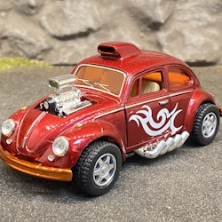 Skala 1/32 Volkswagen Beetle Custom Dragracer, Mörkröd, fr Kinsmart
