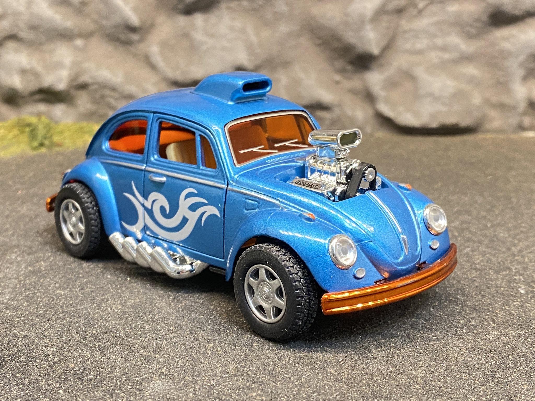 Skala 1/32 Volkswagen Beetle Custom Dragracer, Ljusblå, fr Kinsmart