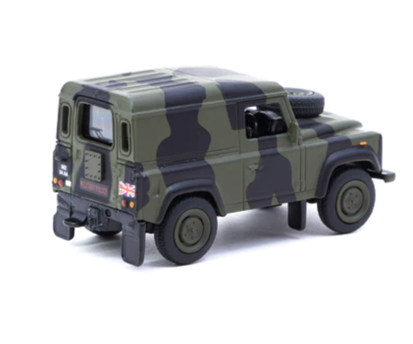 Skala 1/64 Land Rover Defender Royal Military Police fr Schuco x Tarmac Works