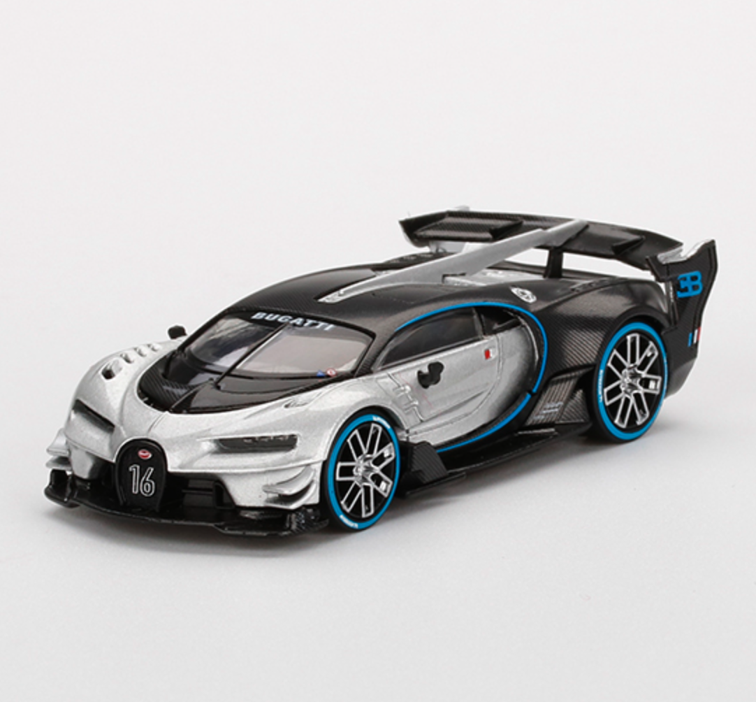 Skala 1/64  Bugatti Vision Gran Turismo, Silver fr MINI GT