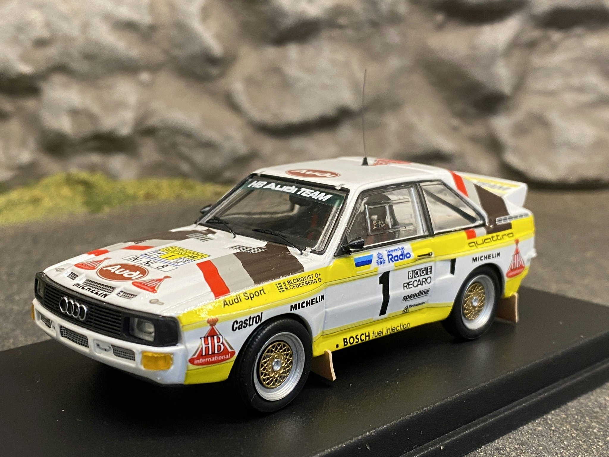 Skala 1/43 Audi Sport Quattro, S.Blomqvist/B.Cederberg Swedish Rally 1985' f Troféu