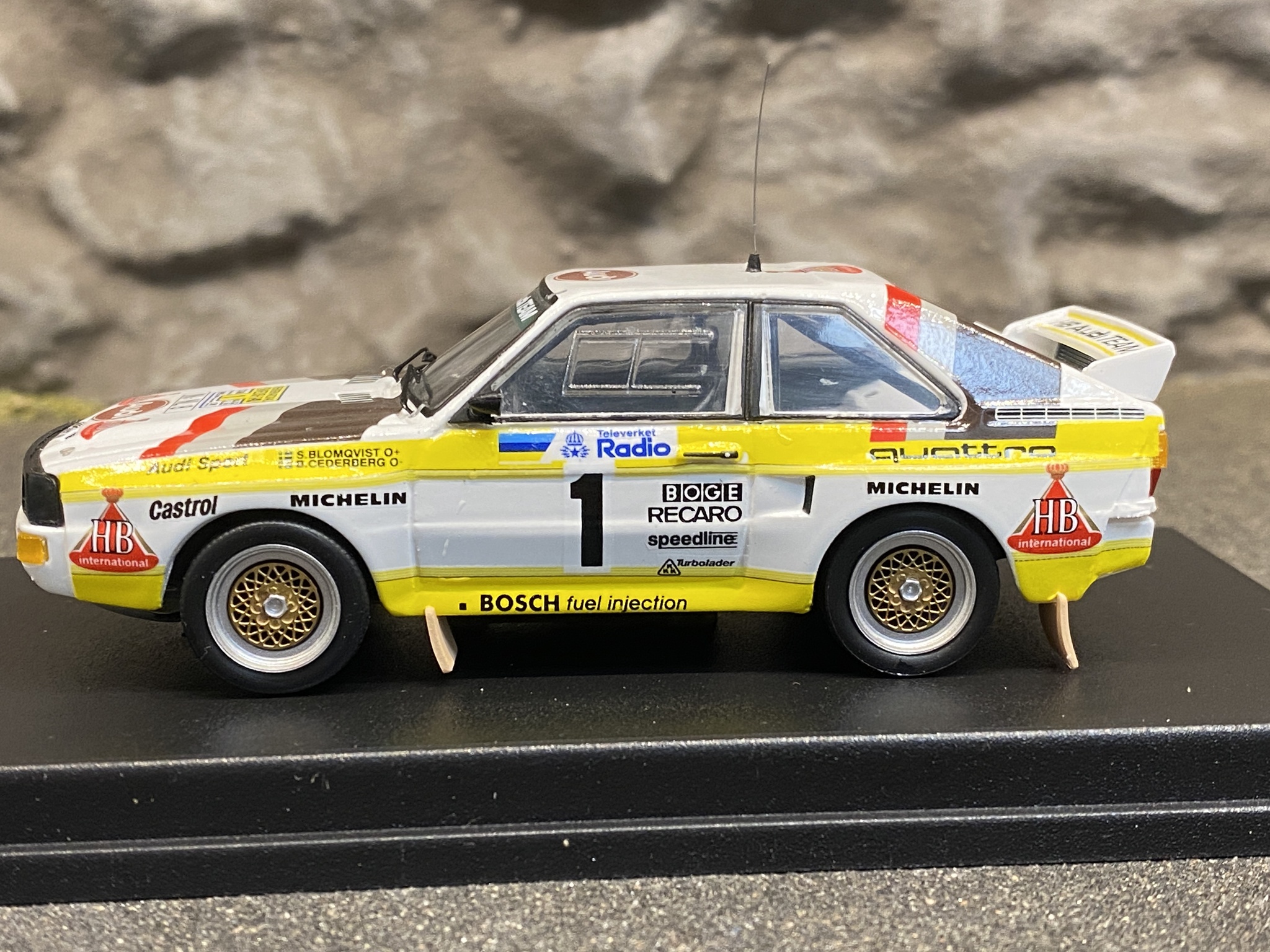 Skala 1/43 Audi Sport Quattro, S.Blomqvist/B.Cederberg Swedish Rally 1985' f Troféu