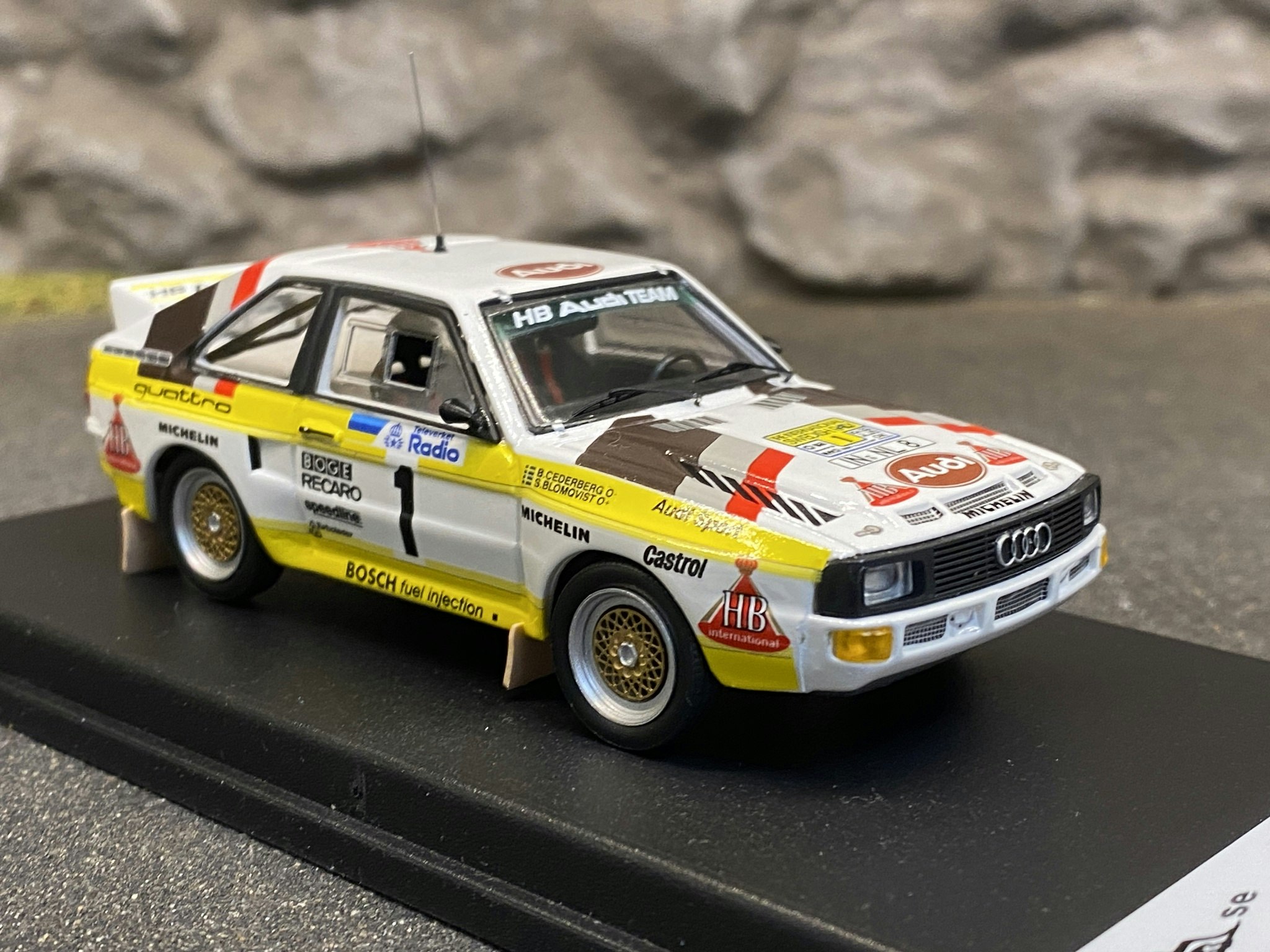 Skala 1/43 Audi Sport Quattro, S.Blomqvist/B.Cederberg Swedish Rally 1985' f Troféu