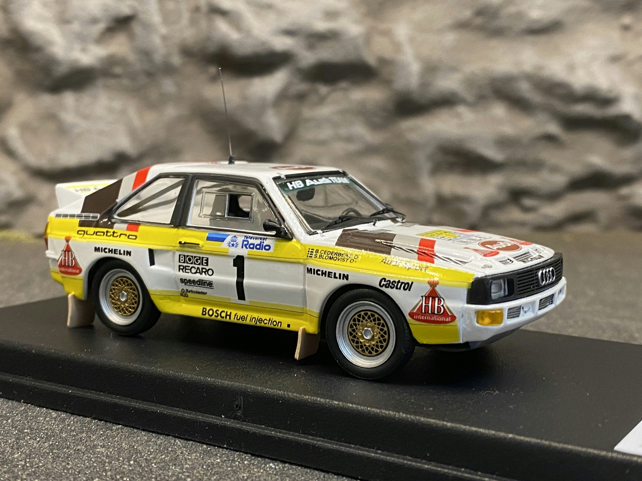 Skala 1/43 Audi Sport Quattro, S.Blomqvist/B.Cederberg Swedish Rally 1985' f Troféu