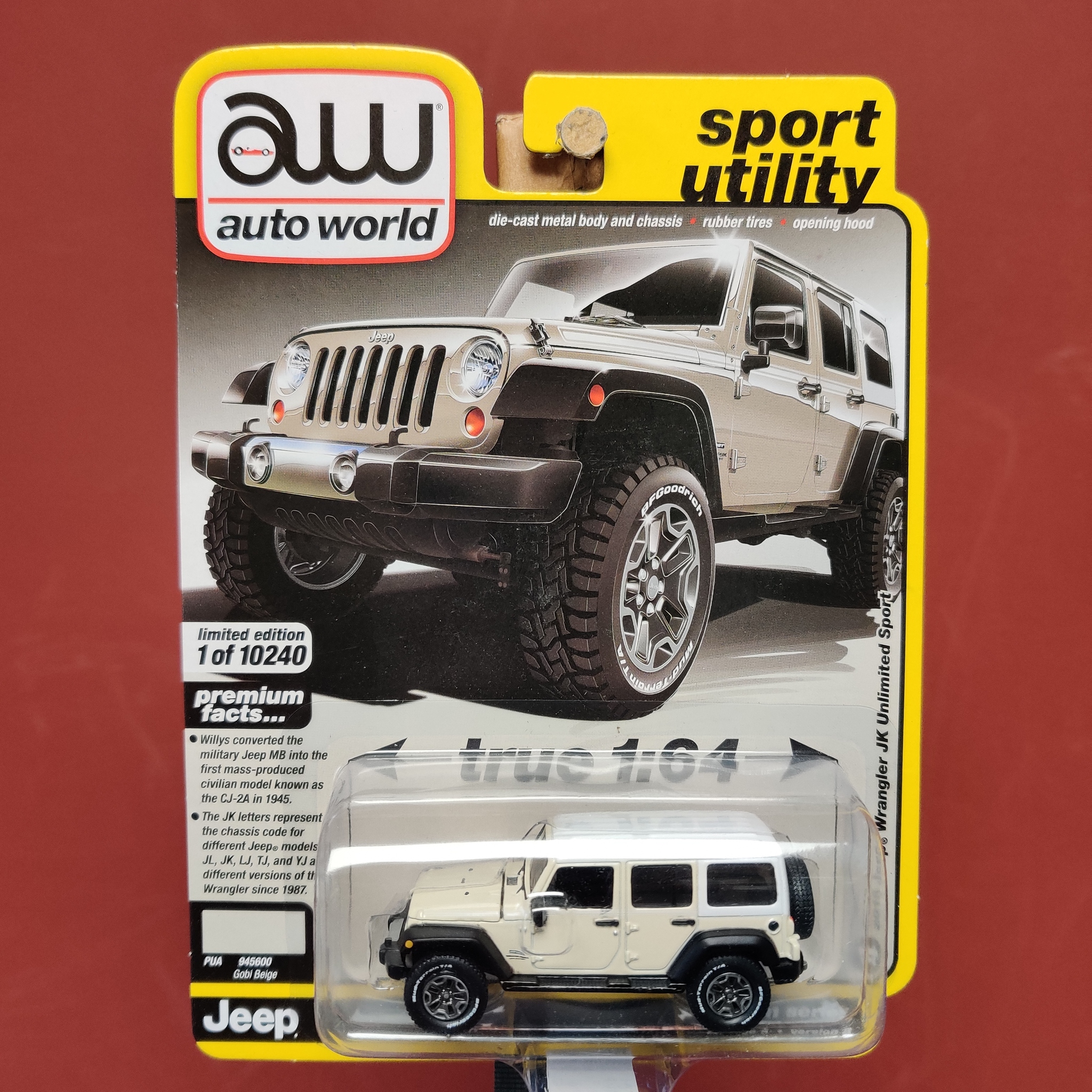 Skala 1/64 Jeep Wrangler JK Unlimited Sport 18' fr AUTO WORLD Lim. Ed. Rel. 5 Ver B