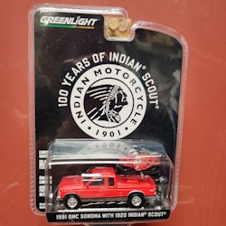 Skala 1/64 GMC Sonoma 91' & 1920 Indian Scout "100 years of Indian..." från Greenlight