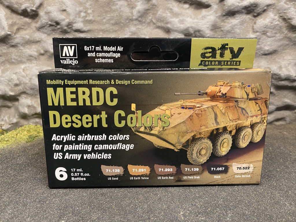 Vallejo Set, Färg: MERDC Desert Colors, 6 flaskor á 17ml, 71212