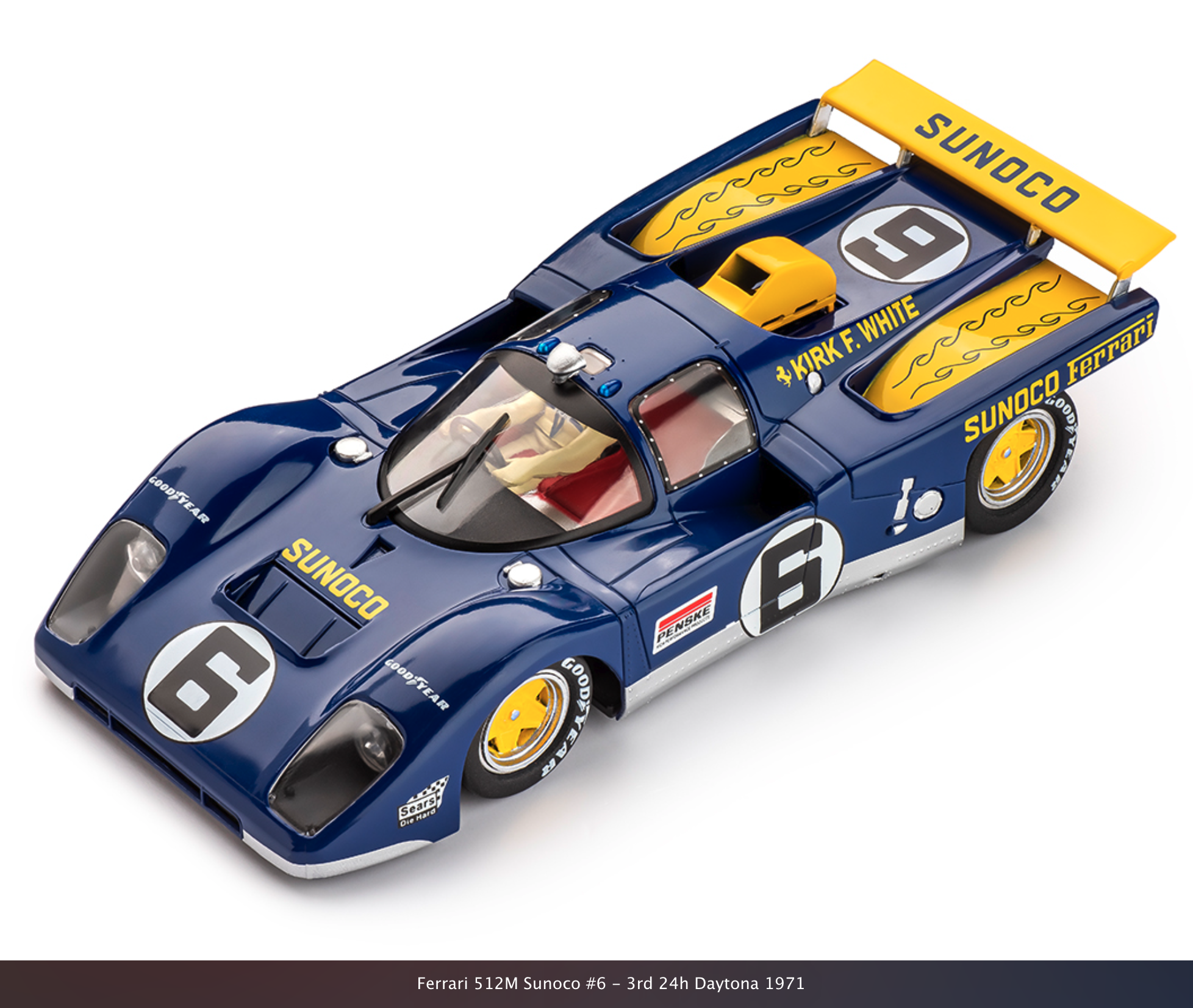 Skala 1/32 Slot.it Analog Bil t Bilbana: Ferrari 512M Sunoco #6 - 3rd 24h Daytona 1971