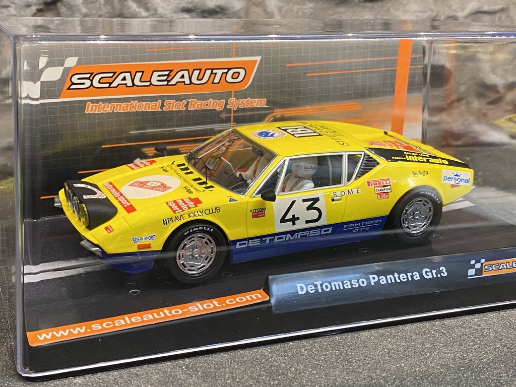 Scale 1/32 Scaleauto Analog slotcar: De Tomaso Pantera Gr.3 Rally Montecarlo 1976 #43 Pittoni