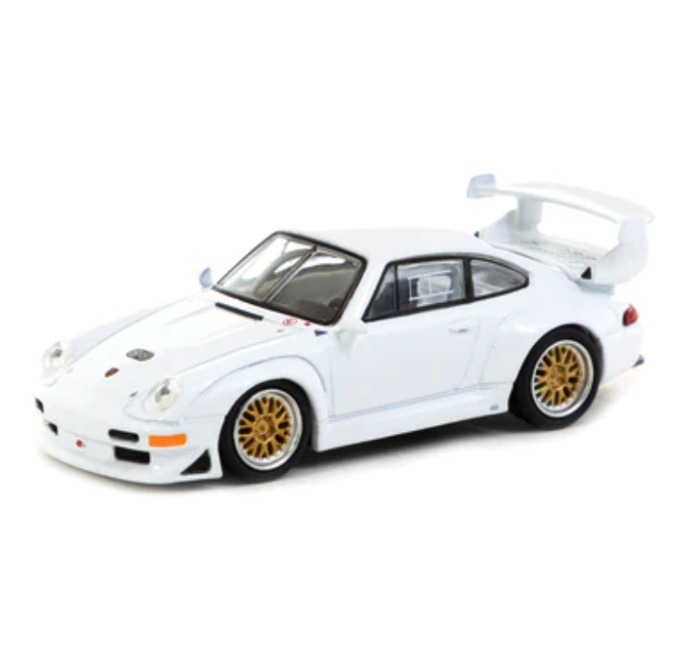 Skala 1/64 Porsche 911 GT2 White fr Schuco + Tarmac Works - COLLAB64